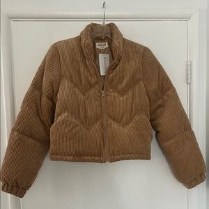 Tan Corduroy Puffer Jacket